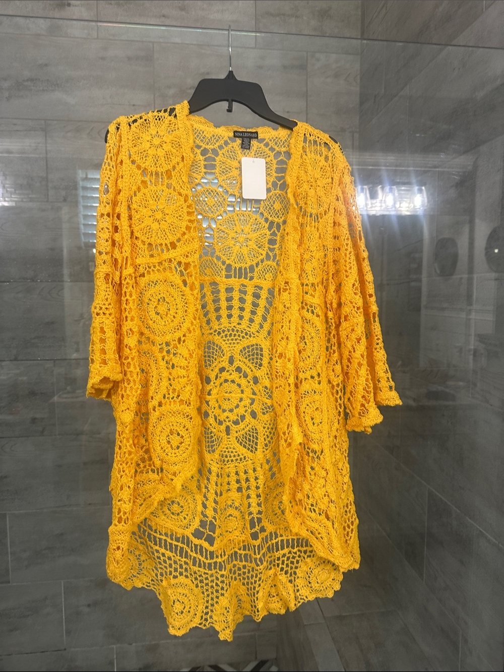NEW Openfront Crochet Kimono Cardigan - Yellow